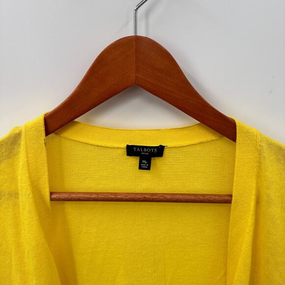 TALBOTS Sunshine Yellow Open Lightweight Linen Blend Cardigan // Medium Petite - Picture 2 of 8